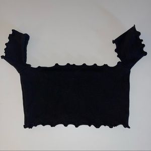 Black Off Shoulder Crop Top